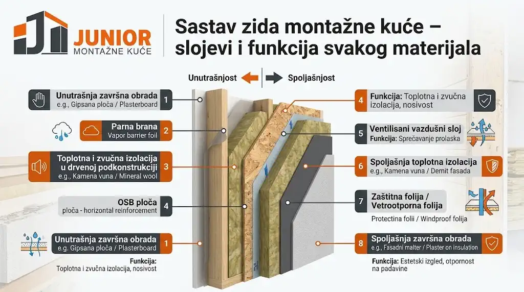Sastav zida montažne kuće – konstrukcija, izolacija i slojevi zida